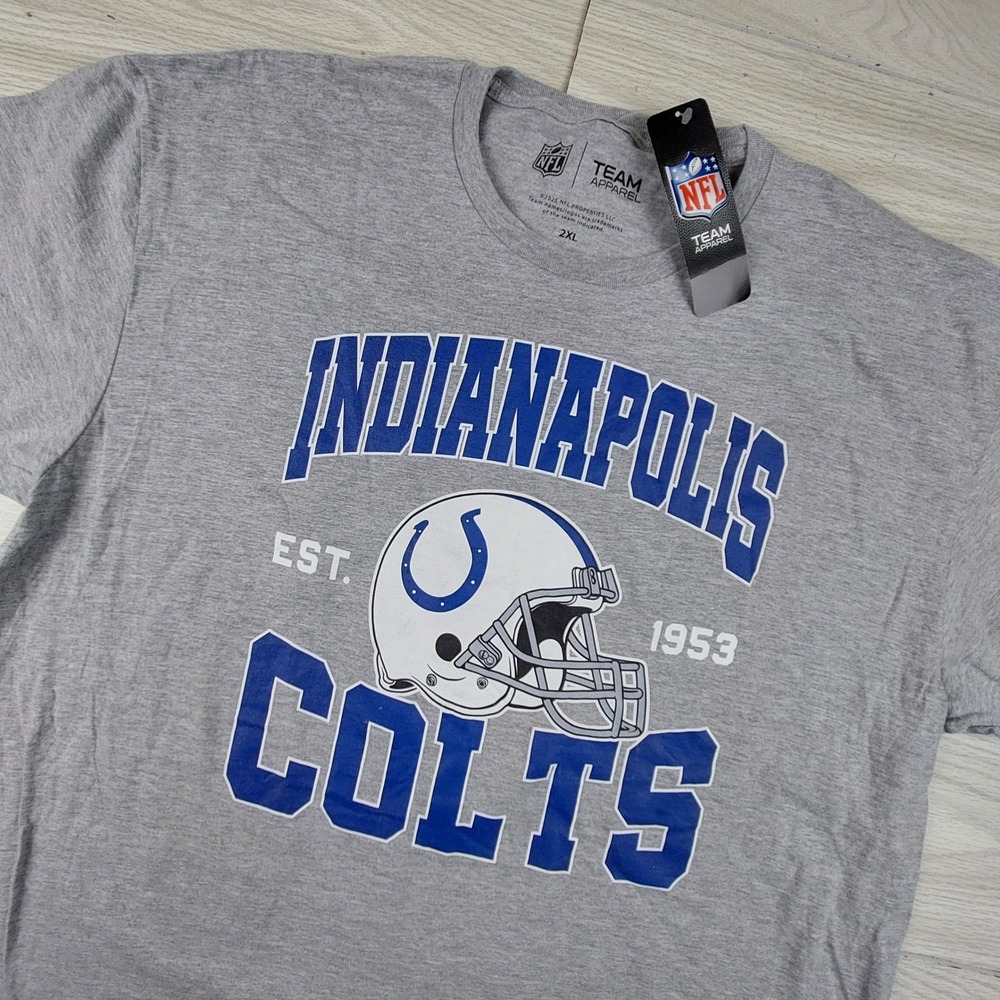 Indianapolis‎ Colts NFL Apparel T-Shirt Mens 2XL Grey Football Athletic Fan New